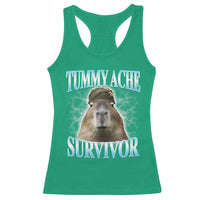 Tummy Ache Survivor Racerback Tank Top Funny Capybara Meme For Animal Lover - Wonder Print Shop