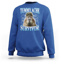 Tummy Ache Survivor Sweatshirt Funny Capybara Meme For Animal Lover - Wonder Print Shop