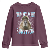 Tummy Ache Survivor Youth Sweatshirt Funny Capybara Meme For Animal Lover - Wonder Print Shop