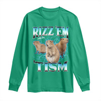 Autism Capybara Long Sleeve Shirt Funny Rizz Em With The Tism - Wonder Print Shop