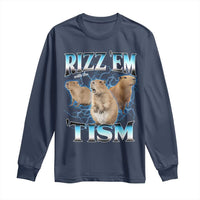 Autism Capybara Long Sleeve Shirt Funny Rizz Em With The Tism - Wonder Print Shop