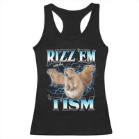 Autism Capybara Racerback Tank Top Funny Rizz Em With The Tism - Wonder Print Shop
