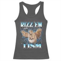 Autism Capybara Racerback Tank Top Funny Rizz Em With The Tism - Wonder Print Shop
