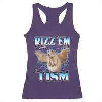 Autism Capybara Racerback Tank Top Funny Rizz Em With The Tism - Wonder Print Shop