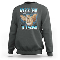 Autism Capybara Sweatshirt Funny Rizz Em With The Tism - Wonder Print Shop