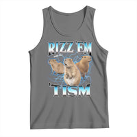Autism Capybara Tank Top Funny Rizz Em With The Tism - Wonder Print Shop