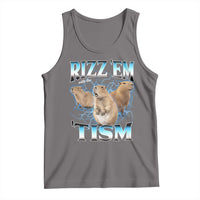 Autism Capybara Tank Top Funny Rizz Em With The Tism - Wonder Print Shop