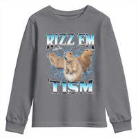Autism Capybara Youth Sweatshirt Funny Rizz Em With The Tism - Wonder Print Shop