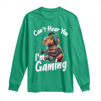 Funny Gamer Capybara Long Sleeve Shirt Can Not Hear You I Am Gaming - Wonder Print Shop