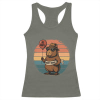 Funny Capybara Racerback Tank Top Be Capy Do Not Worry For Animal Lovers - Wonder Print Shop