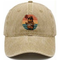 Funny Capybara Washed Cotton Baseball Cap Be Capy Do Not Worry For Animal Lovers