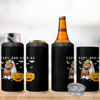 Funny Halloween Capy Boo Ra 4 in 1 Can Cooler Tumbler Cute Capybara Boo Ghost