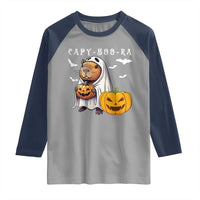 Funny Halloween Capy Boo Ra Raglan Shirt Cute Capybara Boo Ghost - Wonder Print Shop