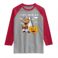 Funny Halloween Capy Boo Ra Raglan Shirt Cute Capybara Boo Ghost - Wonder Print Shop