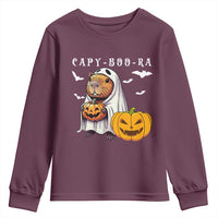 Funny Halloween Capy Boo Ra Youth Sweatshirt Cute Capybara Boo Ghost - Wonder Print Shop