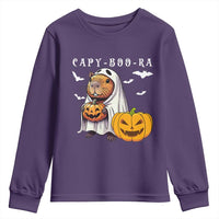 Funny Halloween Capy Boo Ra Youth Sweatshirt Cute Capybara Boo Ghost - Wonder Print Shop