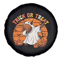 Funny Capybara Halloween Spare Tire Cover Trick Or Treat Cute Cappy Boo Ghost - Wonder Print Shop