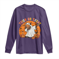 Funny Capybara Halloween Long Sleeve Shirt Trick Or Treat Cute Cappy Boo Ghost - Wonder Print Shop