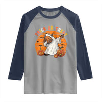 Funny Capybara Halloween Raglan Shirt Trick Or Treat Cute Cappy Boo Ghost - Wonder Print Shop