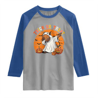 Funny Capybara Halloween Raglan Shirt Trick Or Treat Cute Cappy Boo Ghost - Wonder Print Shop