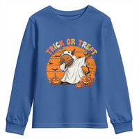 Funny Capybara Halloween Youth Sweatshirt Trick Or Treat Cute Cappy Boo Ghost - Wonder Print Shop
