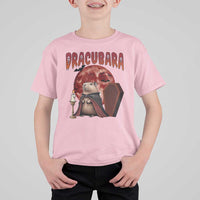 Halloween Capybara T Shirt For Kid Funny Dracubara In Dracula Outfit - Wonder Print Shop