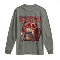 Halloween Capybara Long Sleeve Shirt Funny Dracubara In Dracula Outfit - Wonder Print Shop