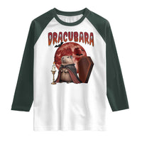 Halloween Capybara Raglan Shirt Funny Dracubara In Dracula Outfit - Wonder Print Shop