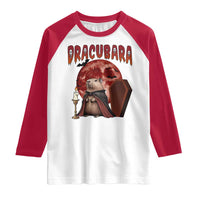 Halloween Capybara Raglan Shirt Funny Dracubara In Dracula Outfit - Wonder Print Shop