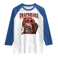 Halloween Capybara Raglan Shirt Funny Dracubara In Dracula Outfit - Wonder Print Shop