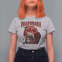 Halloween Capybara T Shirt For Women Funny Dracubara In Dracula Outfit - Wonder Print Shop