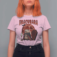 Halloween Capybara T Shirt For Women Funny Dracubara In Dracula Outfit - Wonder Print Shop