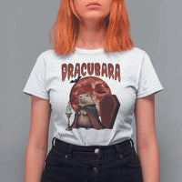 Halloween Capybara T Shirt For Women Funny Dracubara In Dracula Outfit - Wonder Print Shop