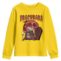 Halloween Capybara Youth Sweatshirt Funny Dracubara In Dracula Outfit - Wonder Print Shop