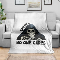 Funny Skeleton Humor Throw Blanket Shhh No One Cares - Wonder Print Shop
