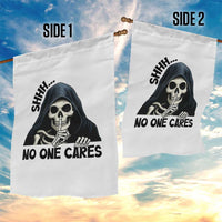 Funny Skeleton Humor Garden Flag Shhh No One Cares - Wonder Print Shop