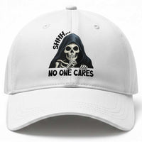 Funny Skeleton Humor Baseball Cap Shhh No One Cares