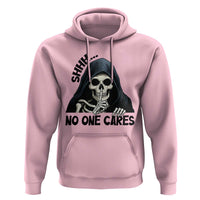 Funny Skeleton Humor Hoodie Shhh No One Cares - Wonder Print Shop