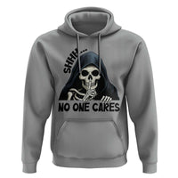 Funny Skeleton Humor Hoodie Shhh No One Cares - Wonder Print Shop