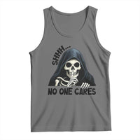 Funny Skeleton Humor Tank Top Shhh No One Cares - Wonder Print Shop