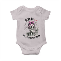 Funny Skeleton Sarcastic Baby Onesie Shhh No One Cares - Wonder Print Shop