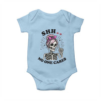 Funny Skeleton Sarcastic Baby Onesie Shhh No One Cares - Wonder Print Shop