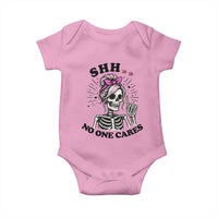 Funny Skeleton Sarcastic Baby Onesie Shhh No One Cares - Wonder Print Shop