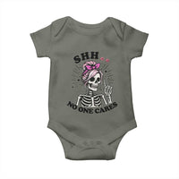 Funny Skeleton Sarcastic Baby Onesie Shhh No One Cares - Wonder Print Shop