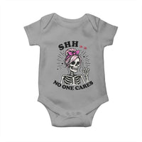 Funny Skeleton Sarcastic Baby Onesie Shhh No One Cares - Wonder Print Shop