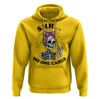 Funny Skeleton Sarcastic Hoodie Shhh No One Cares - Wonder Print Shop