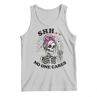 Funny Skeleton Sarcastic Tank Top Shhh No One Cares - Wonder Print Shop