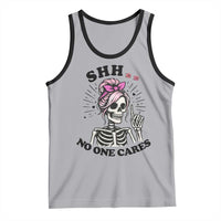 Funny Skeleton Sarcastic Tank Top Shhh No One Cares - Wonder Print Shop