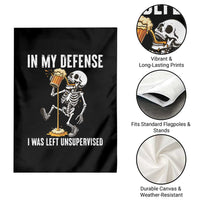 Funny Skeleton Beer Garden Flag In My Defence I Was Left Unsupervised - Wonder Print Shop