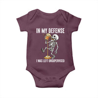 Funny Skeleton Beer Baby Onesie In My Defence I Was Left Unsupervised - Wonder Print Shop